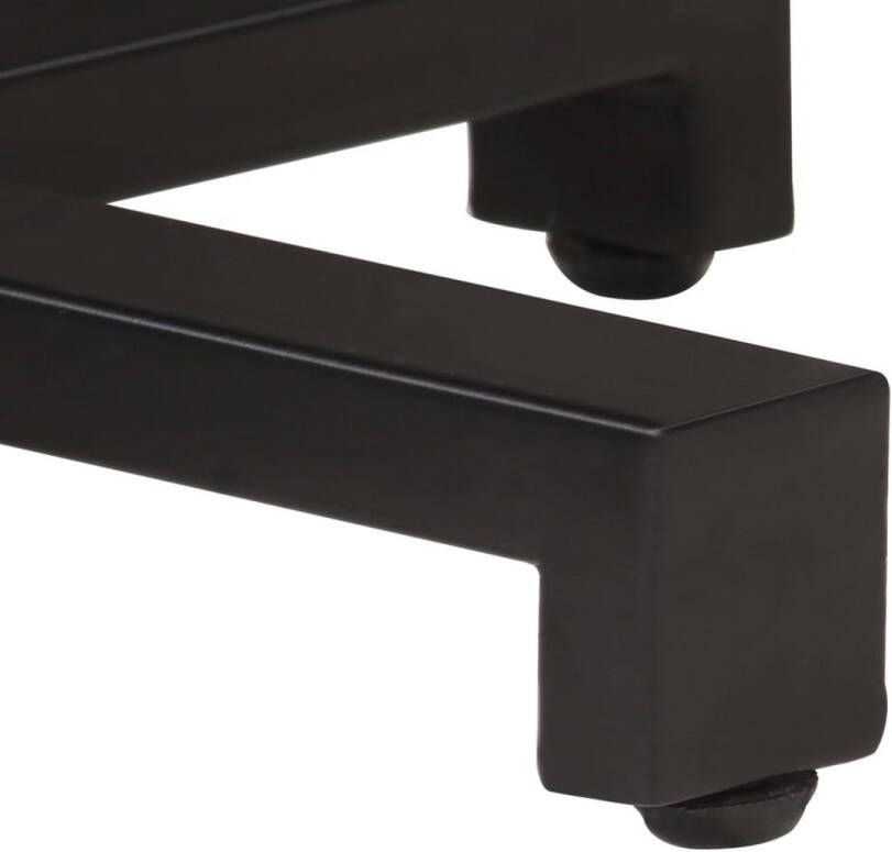 The Living Store Bistrotafel Mangohout 80 x 75 cm Zwart ijzer Bistrotafel Mangohout Buitenmeubel Eetkamerstoel Tuintafel - Foto 3