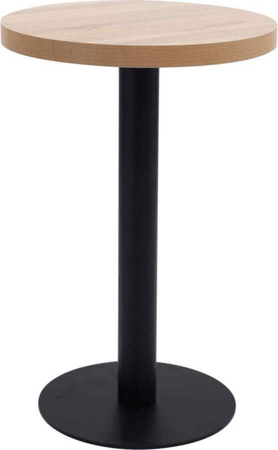 The Living Store Bistrotafel MDF tafelblad Stalen poot Lichtbruin en zwart 50 x 75 cm Eenvoudig in elkaar te zetten Bistrotafel Eetkamerstoel Buitenmeubel Terras Meubilair Balkon Meubel - Foto 2