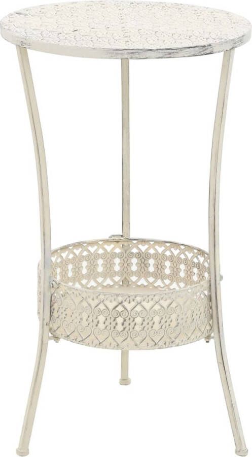 The Living Store Bistrotafel vintage stijl rond 40x70 cm metaal wit Vintage Tafels Bistrotafels Metalen Tafels Retro Meubilair Salontafel - Foto 2