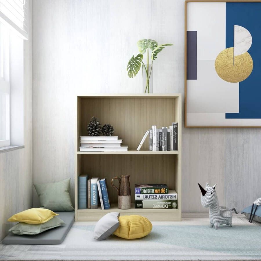 The Living Store Boekenkast 2-laags 60 x 24 x 74.5 cm Sonoma eiken - Foto 2