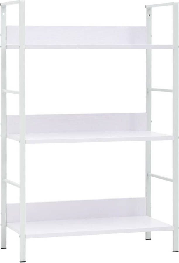 The Living Store Boekenkast 3-laags 60 x 27.6 x 90.5 cm Wit spaanplaat en staal Boekenkast Boekenplank Stelling Opslagoplossing Woonaccessoires - Foto 2