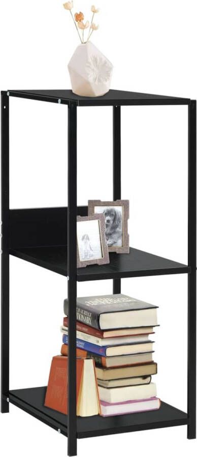 The Living Store Boekenkast 33.5 x 39.6 x 79.7 cm Zwart Spaanplaat en Staal Robuuste industriële stijl 3 schappen Eenvoudige montage - Foto 2