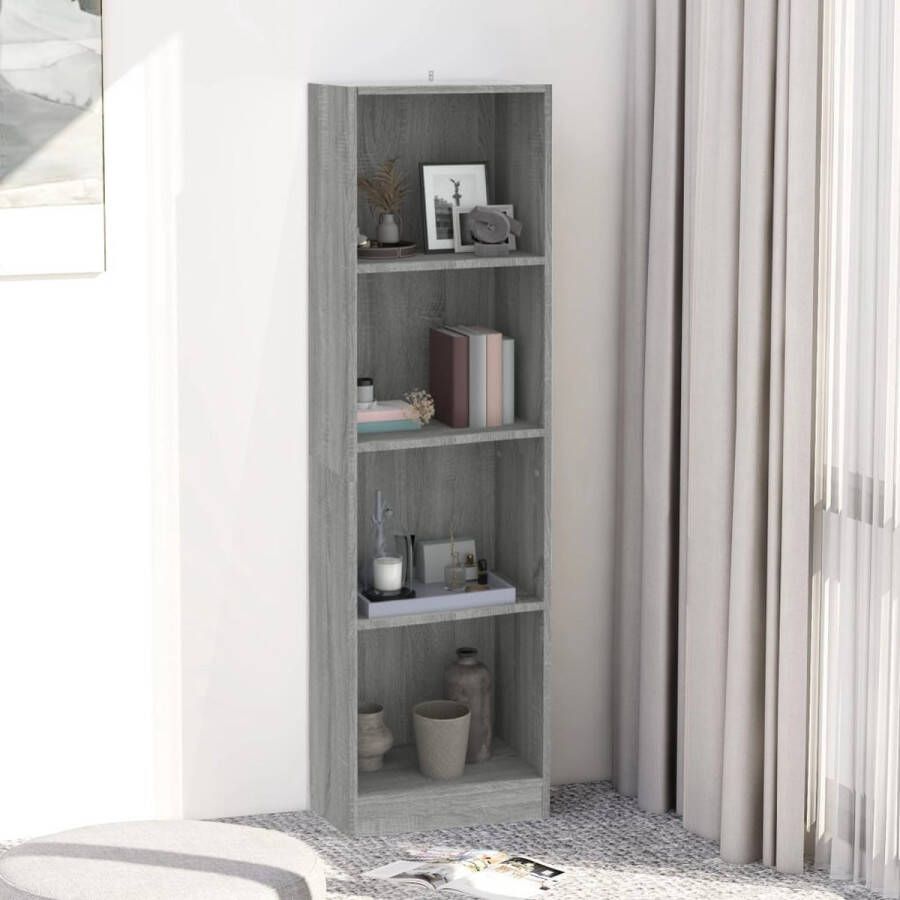 The Living Store Boekenkast 4 schappen 40x24x143 cm bewerkt hout grijs sonoma Kast - Foto 2