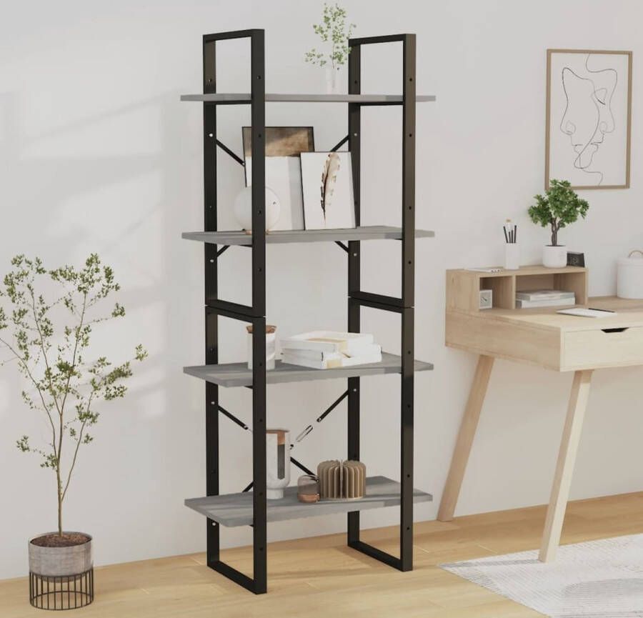 The Living Store Boekenkast 4 schappen 60 x 30 x 140 cm Grijs Sonoma Eiken - Foto 2