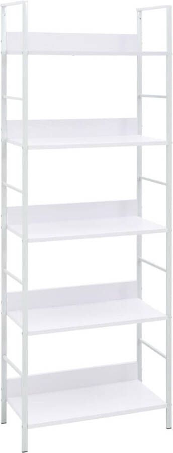 The Living Store Boekenkast 5-laags 60x27.6x158.5 cm wit spaanplaat staal - Foto 2