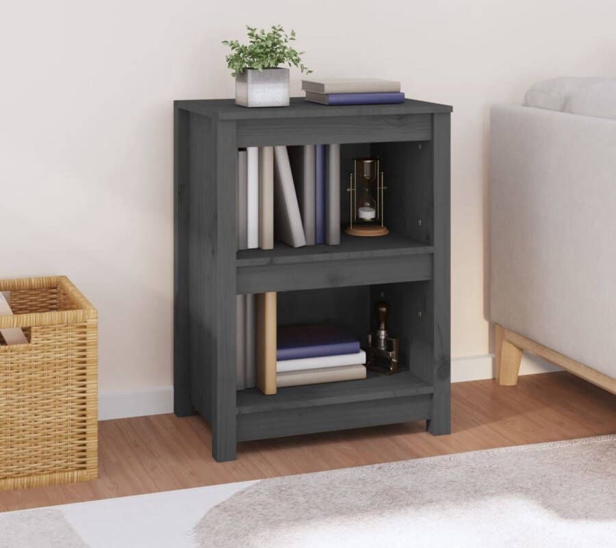 VidaXL Boekenkast Massief Grenenhout Grijs Boekenkast Houten Kast Bibliotheek Opbergkast Grijze Boekenkast Grenoble Hout Vintage Stijl - Foto 2