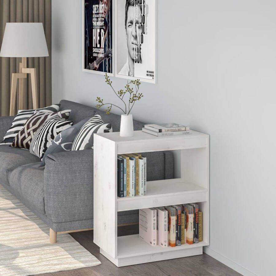 The Living Store Boekenkast 60x35x71 cm massief grenenhout wit Kast - Foto 2