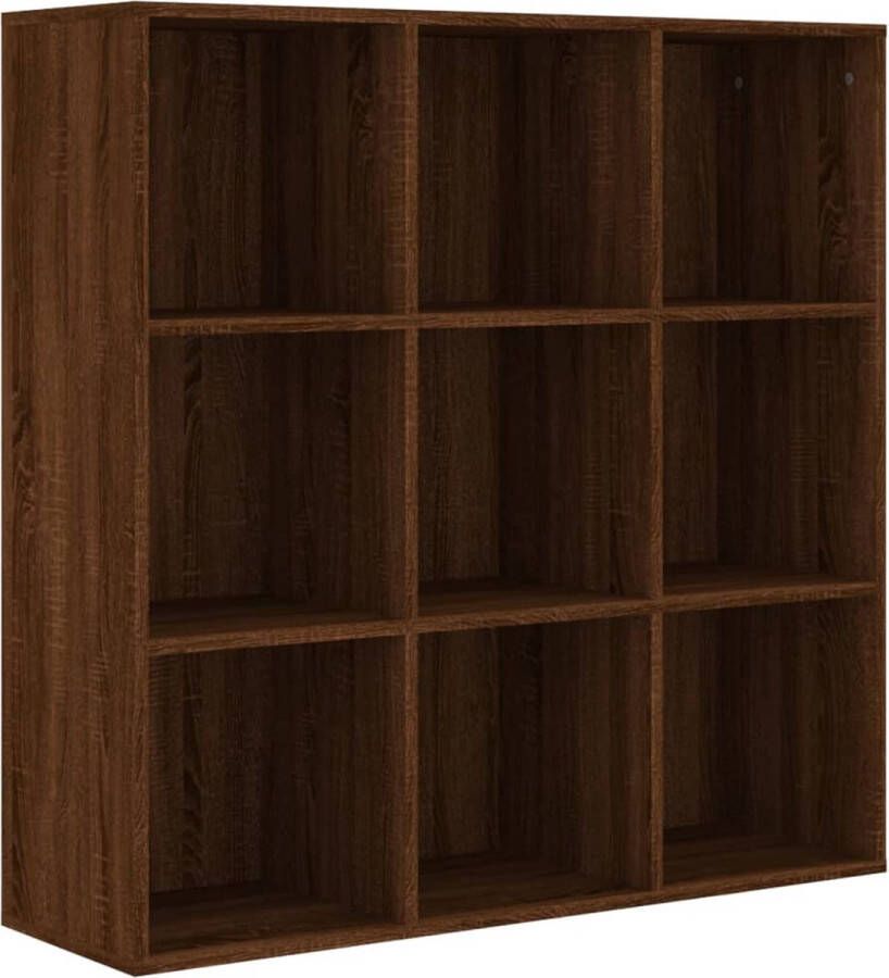 The Living Store Boekenkast 98 x 30 x 98 cm bruineiken gemonteerd Vochtbestendig Boekenkast Houten Boekenkast Bruine Boekenkast Vintage Boekenkast Boekenschrank