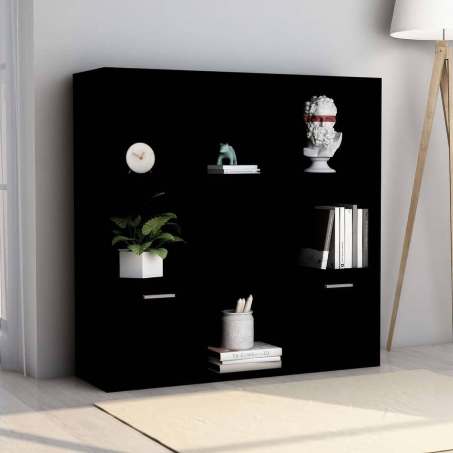 The Living Store Boekenkast 98x30x98 cm spaanplaat zwart Kast - Foto 2