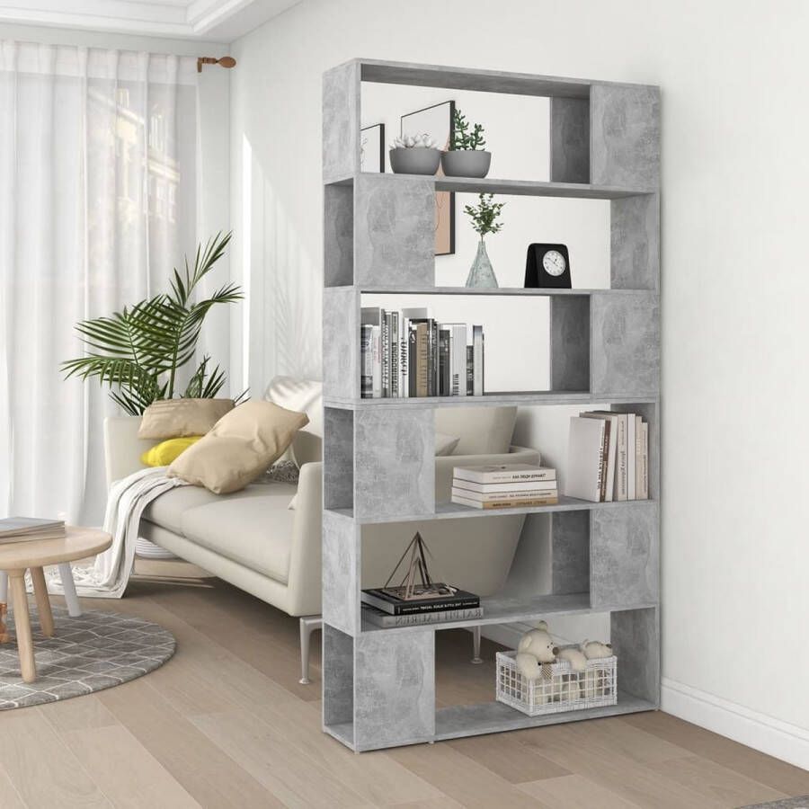 The Living Store Boekenkast Betongrijs 100 x 24 x 188 cm Montage vereist - Foto 2