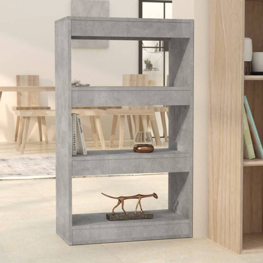 VidaXL Boekenkast kamerscherm 60x30x103 cm Betongrijs Boekenkast Boekenplank Opbergkast Kamerindeling Woonkamerdecoratie Grijze Meubels Houtsoort Stapelbare Boekenrekken Tv Stand Livingroom Furniture Home Storage Solutions - Foto 2