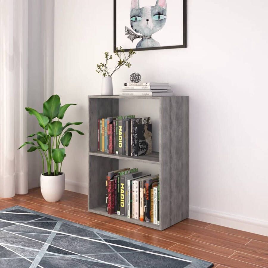 The Living Store Boekenkast Betongrijs 60 x 31 x 78 cm Met 1 verstelbaar schap - Foto 2