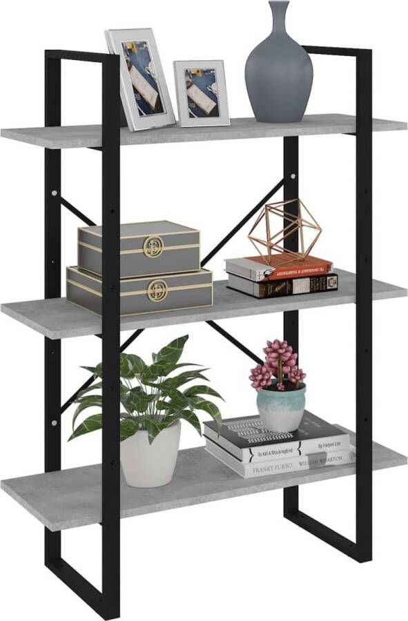 The Living Store Boekenkast Betongrijs 80 x 30 x 105 cm Montage vereist - Foto 2