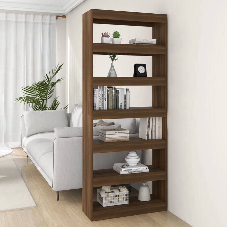 The Living Store Boekenkast Bruineiken 80 x 30 x 198 cm Houten meubel Montage vereist - Foto 2