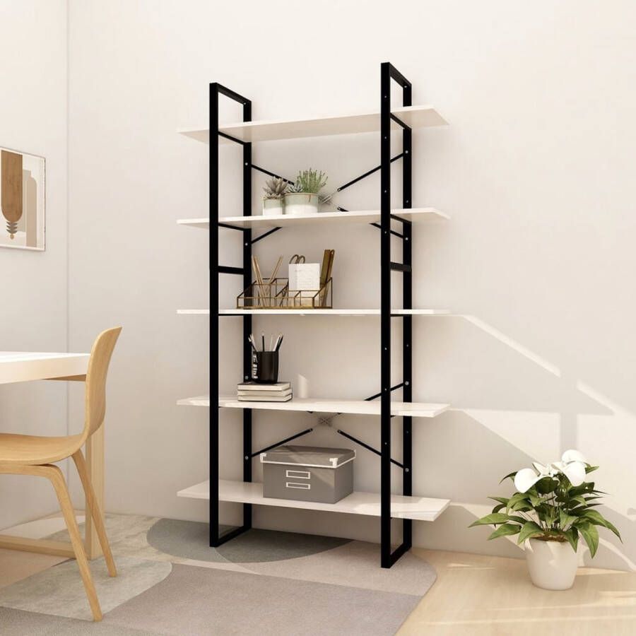 The Living Store Boekenkast Grenenhout Wit 100 x 30 x 105 cm en 100 x 30 x 70 cm 5 schappen - Foto 2