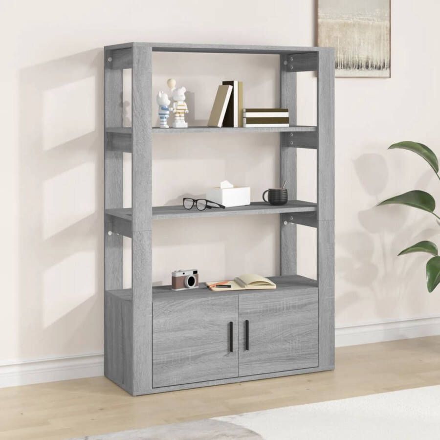 VidaXL The Living Store Boekenkast Grijs Sonoma Eiken 80 x 30 x 119.5 cm Bewerkt Hout