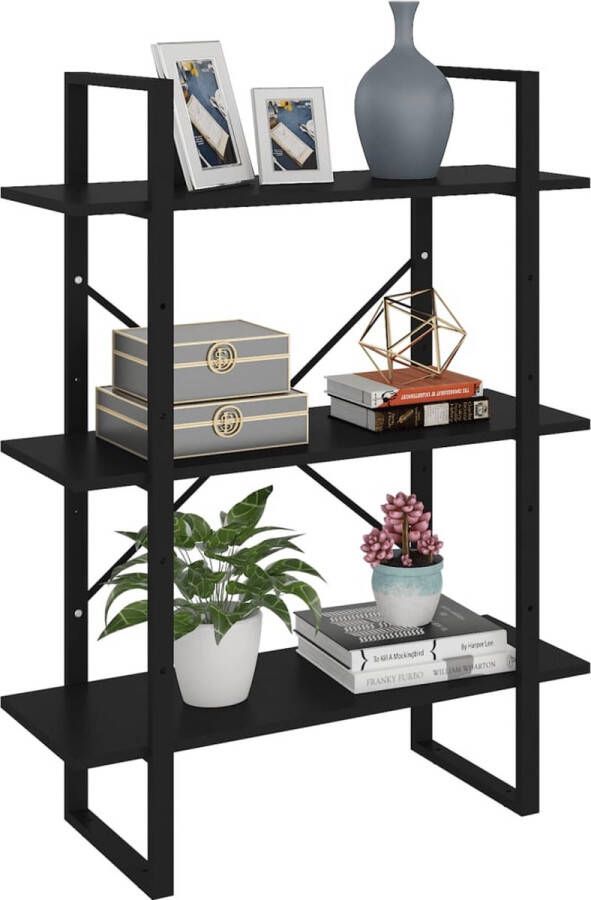 The Living Store Boekenkast met 5 schappen 80x30x175 cm grenenhout zwart Kast - Foto 4