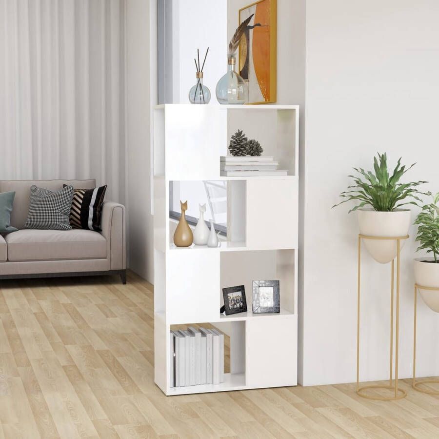 The Living Store Boekenkast kamerverdeler 60 x 24 x 124.5 cm hoogglans wit - Foto 2