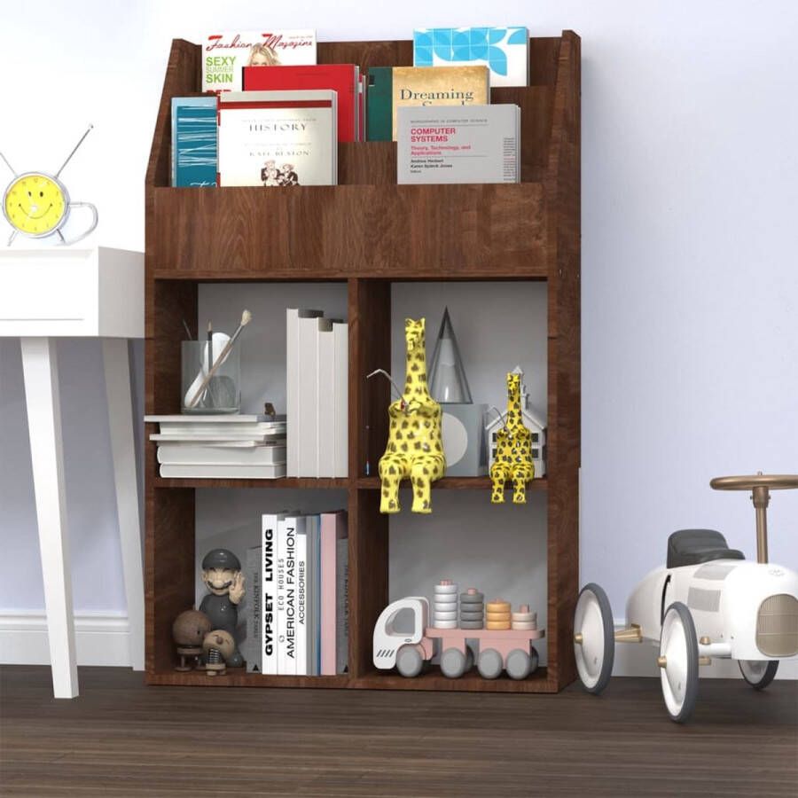 The Living Store Boekenkast Kinderkamer 71 x 30 x 114 cm Bruineiken Stevig Materiaal Kinderkamer Boekenkast Houten Kast Bruine Kleuren Bruineiken