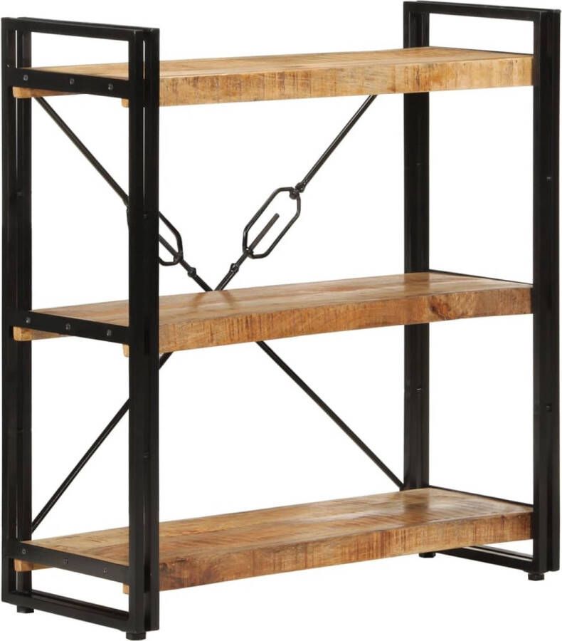 The Living Store Boekenkast Mangohout 77x30x80 cm Massief mangohout met ijzeren frame Boekenkast Houten Boekenkast Mangohouten Boekenkast Boekenplank Bibliotheek - Foto 2