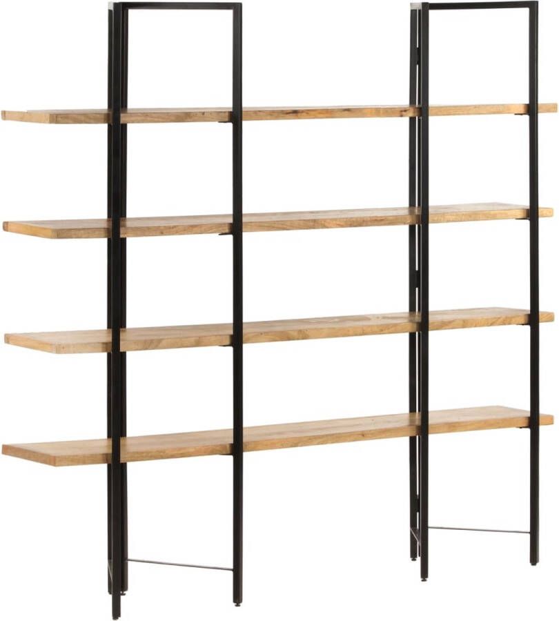 The Living Store Boekenkast met 4 schappen 160x35x160 cm massief mangohout Kast - Foto 2