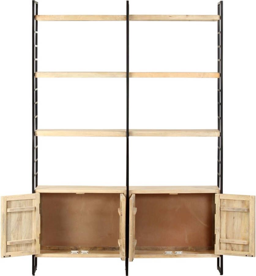 The Living Store Boekenkast Retro Industrieel 124x30x180cm Massief mangohout Gepoedercoat ijzeren frame Boekenkast Industriele Meubels Mangohouten Boekenkast Vintage Boekenkast Bibliotheekkast - Foto 4
