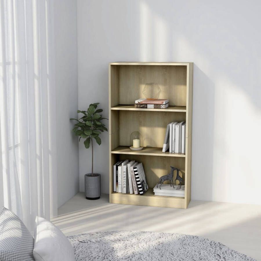 The Living Store Boekenkast Sonoma Eiken 60 x 24 x 109 cm 3-laags ontwerp - Foto 2