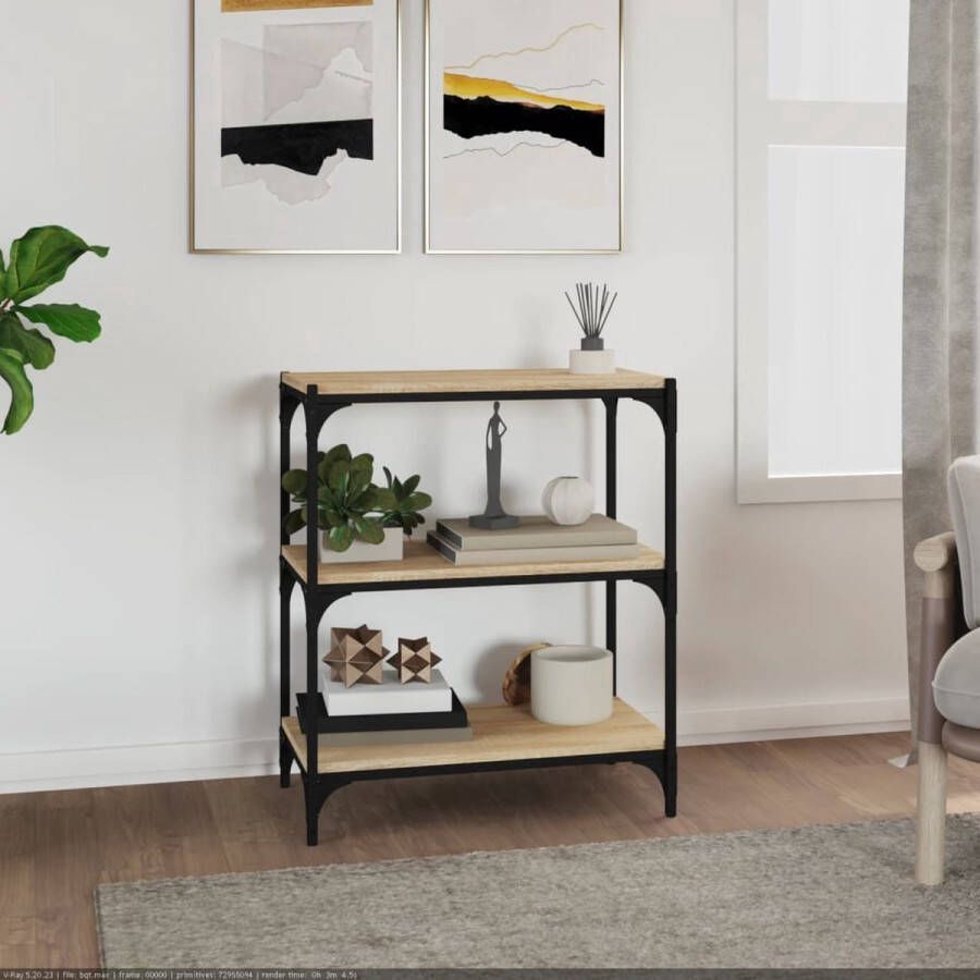 The Living Store Boekenkast Sonoma Eiken 60 x 33 x 70.5 cm Duurzaam hout Stalen frame