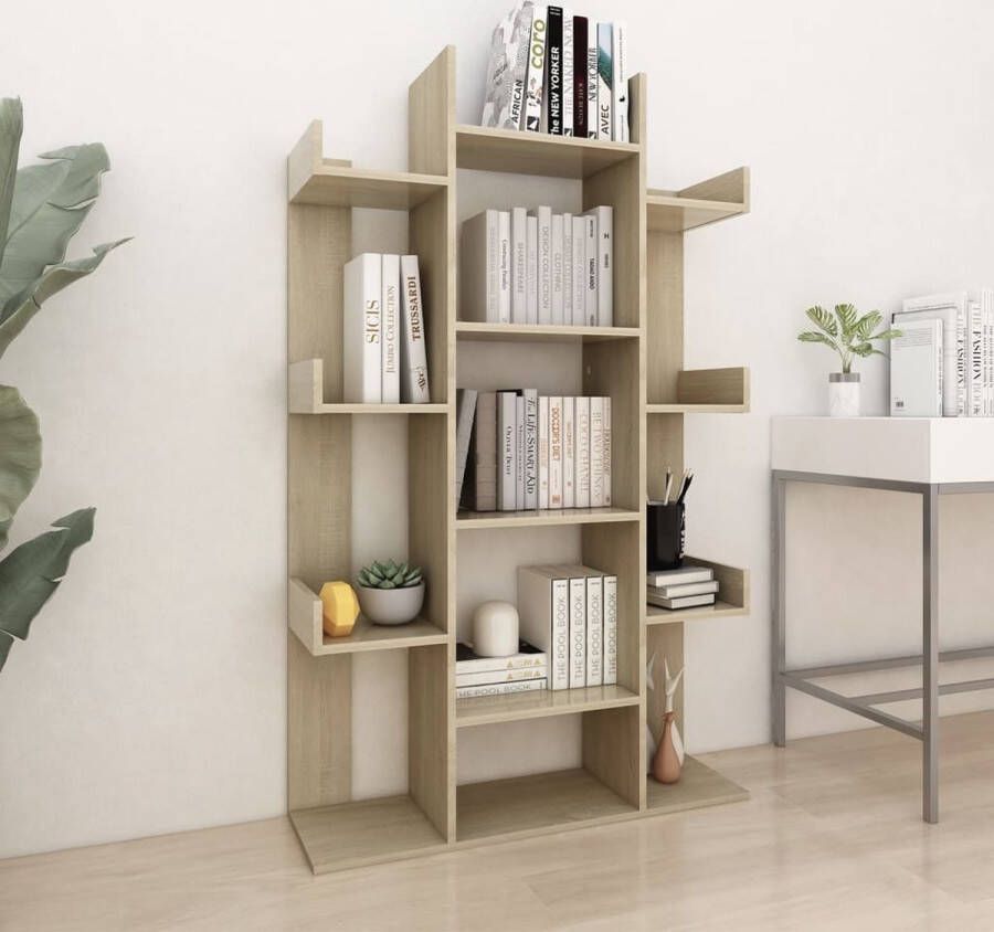 The Living Store Boekenkast Sonoma Eiken 86x25.5x140 Stevig en compact - Foto 2