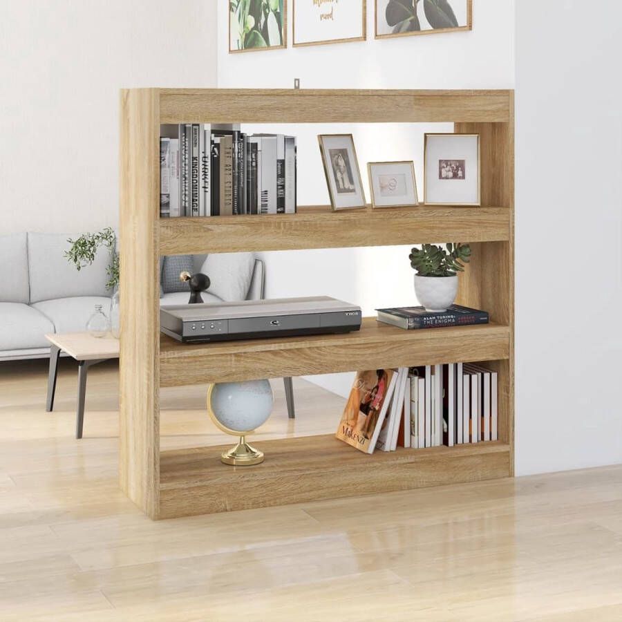 The Living Store Boekenkast Strak Hout 100 x 30 x 103 cm Sonoma Eiken - Foto 2