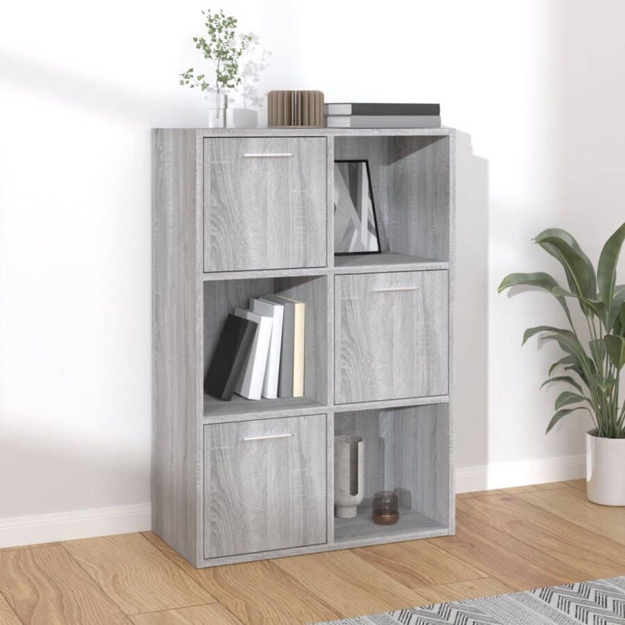 The Living Store Boekenkast Trendy Opbergkast 60x29.5x90 cm Grijs Sonoma Eiken - Foto 2