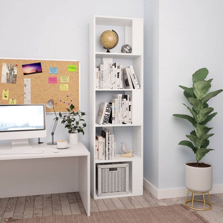 The Living Store Boekenkast wit 45 x 24 x 159 cm Met 5 vakken Inclusief montagematerialen - Foto 2