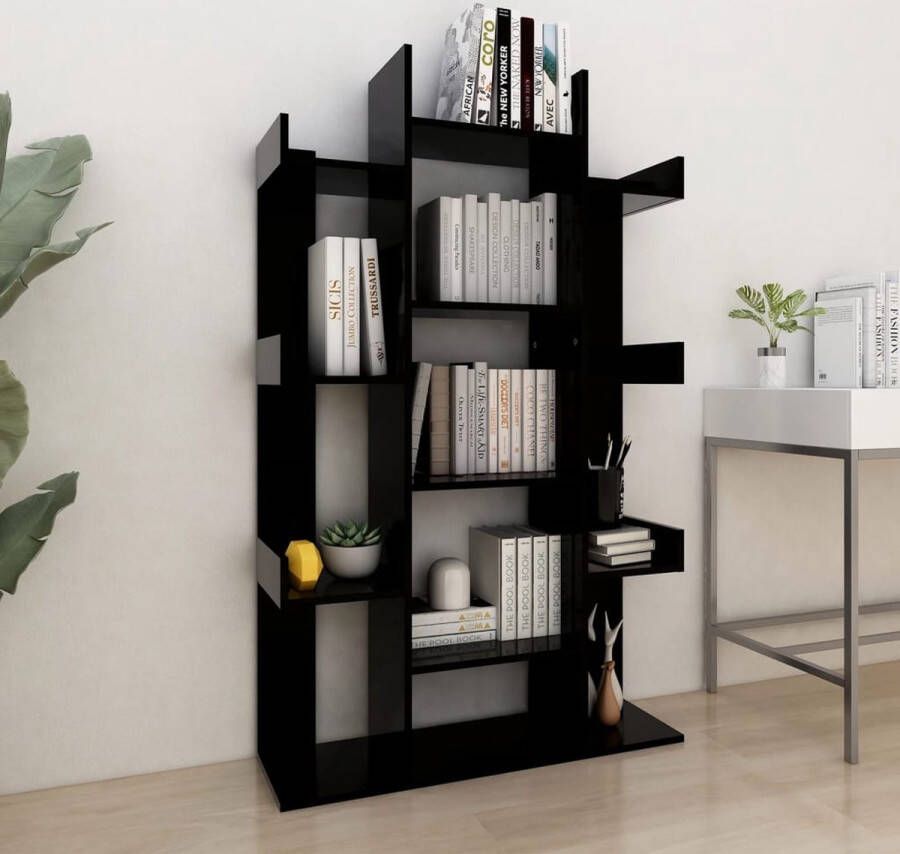 The Living Store Boekenkast Zwart 86 x 25.5 x 140 cm Stevig en compact - Foto 2