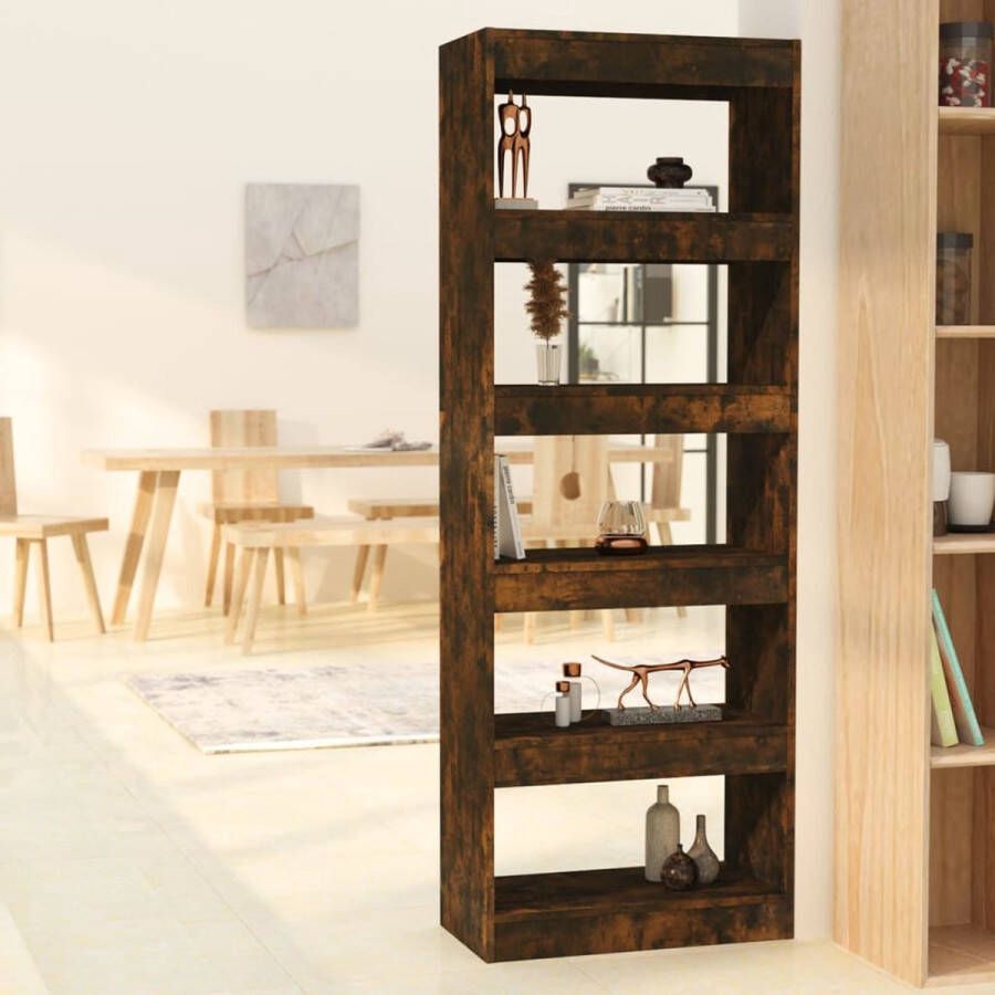 The Living Store Boekenkast kamerscherm 60x30x166 cm spaanplaat gerookt eiken Kast - Foto 2