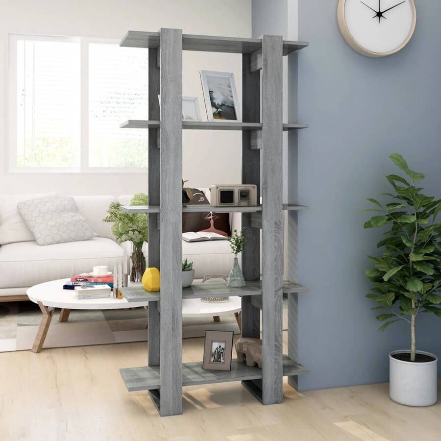 The Living Store Boekenkast Grijs Sonoma Eiken 80x30x160 cm Stevig en Functioneel - Foto 2