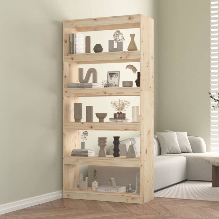 The Living Store Boekenkast kamerscherm 80x30x167-4 cm massief grenenhout Kast - Foto 2