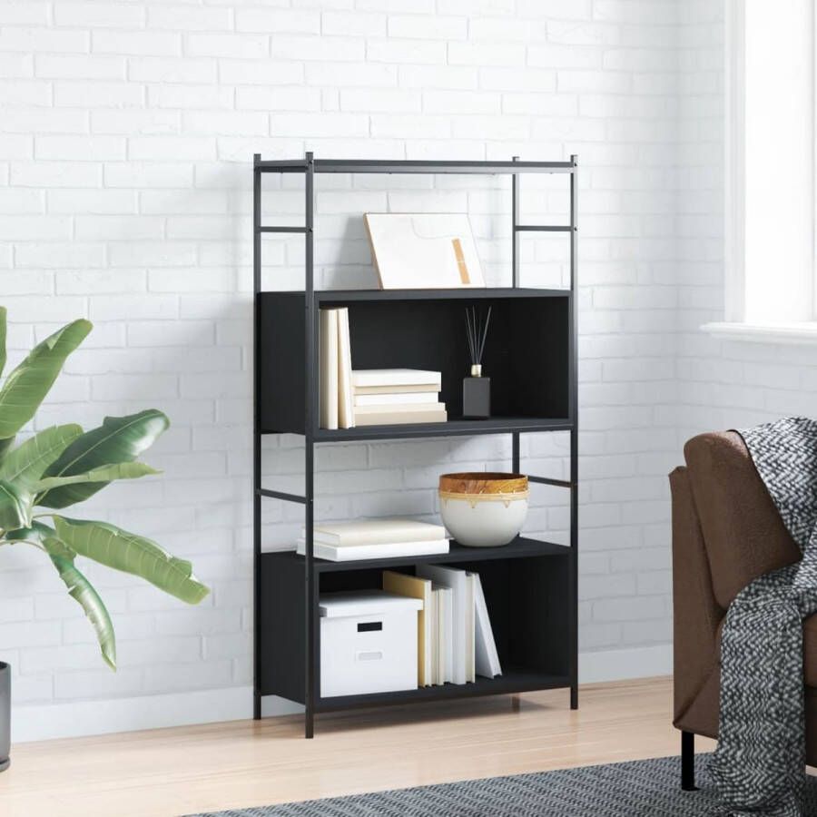 The Living Store Boekenrek Industrieel 80 x 30 x 145.5 cm Zwart - Foto 2