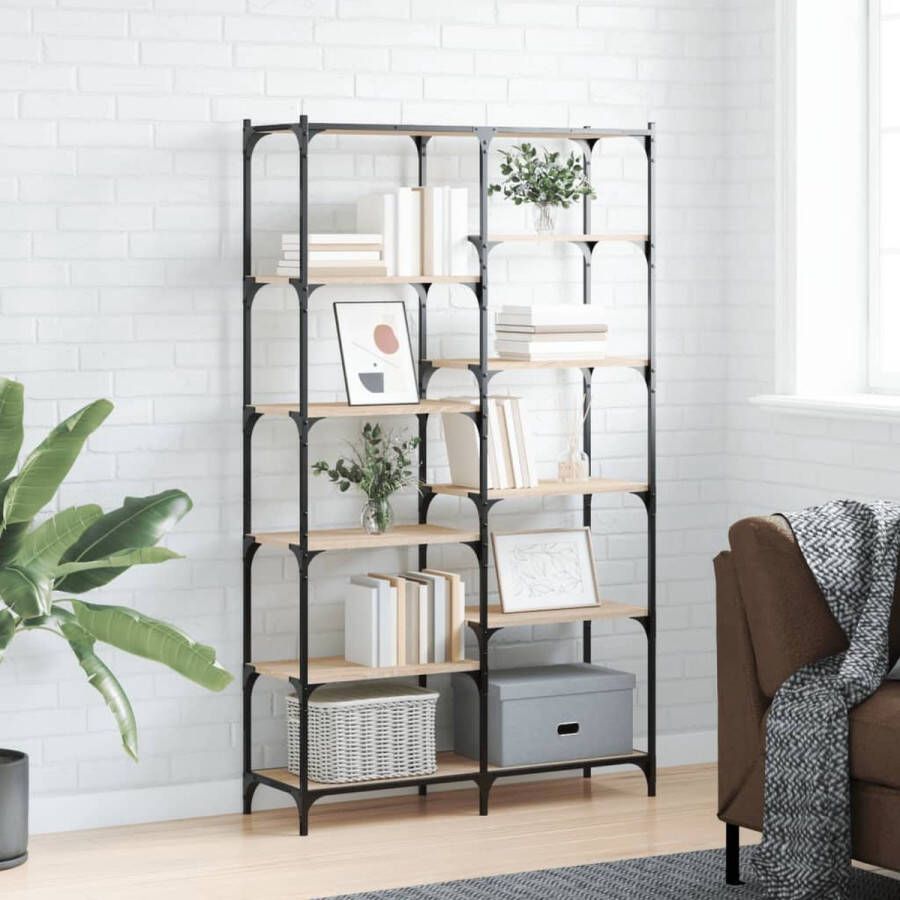 The Living Store Boekenrek Sonoma Eiken 100 x 32 x 170 cm Industrieel Design - Foto 2