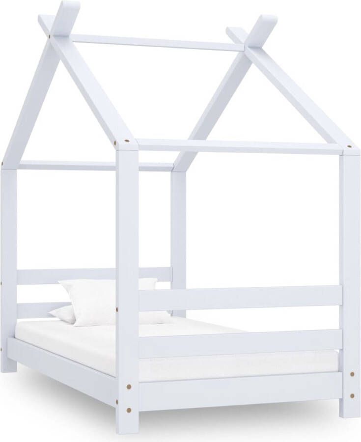 The Living Store Kinderbedframe massief grenenhout wit 70x140 cm Kinderbed Boomhutbed Houten Bed Tweepersoonsbed Kidsbed