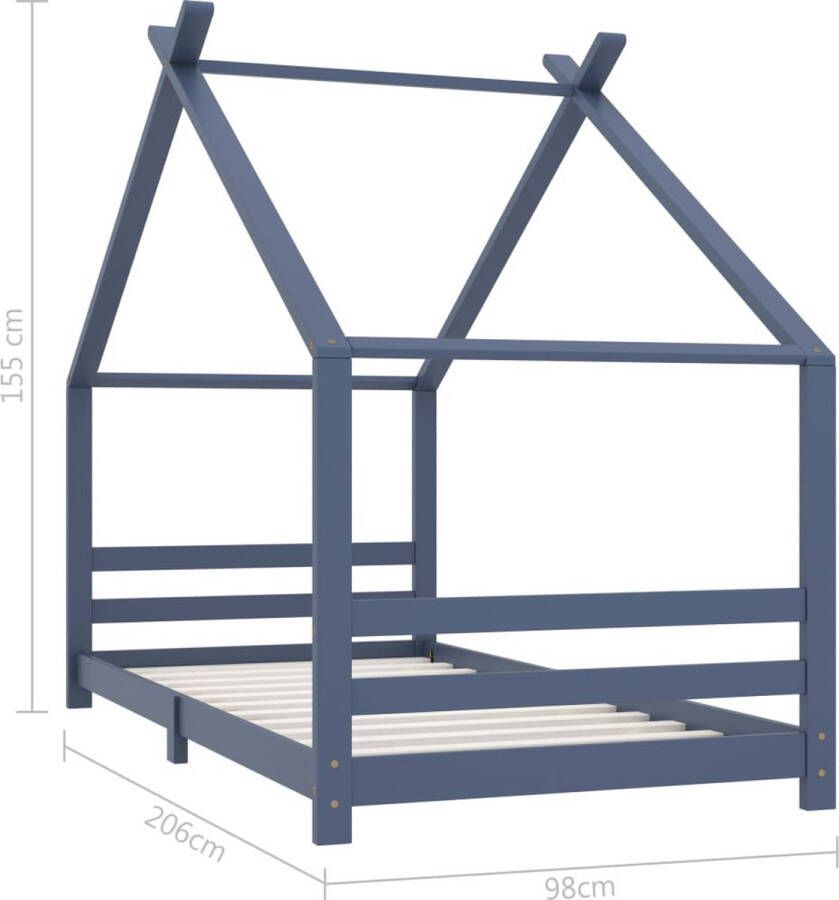 The Living Store Boomhut Bedframe Grijs 206x98x155 cm Geschikt voor 90x200 cm matras Houten bedframe van massief grenenhout en multiplex voor de ultieme slaapplek in de kinderkamer Let op- matras en gordijnen niet inbegrepen Montage vereist