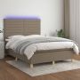 The Living Store Boxspring met matras en LED stof taupe 140x200 cm Boxspring Boxsprings Bed Slaapmeubel Boxspringbed Boxspring Bed Tweepersoonsbed Bed Met Matras Bedframe Ledikant Bed Met LED - Thumbnail 2