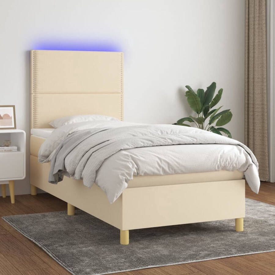 The Living Store Boxspring Bed 203 x 100 x 118 128 cm LED Pocketvering