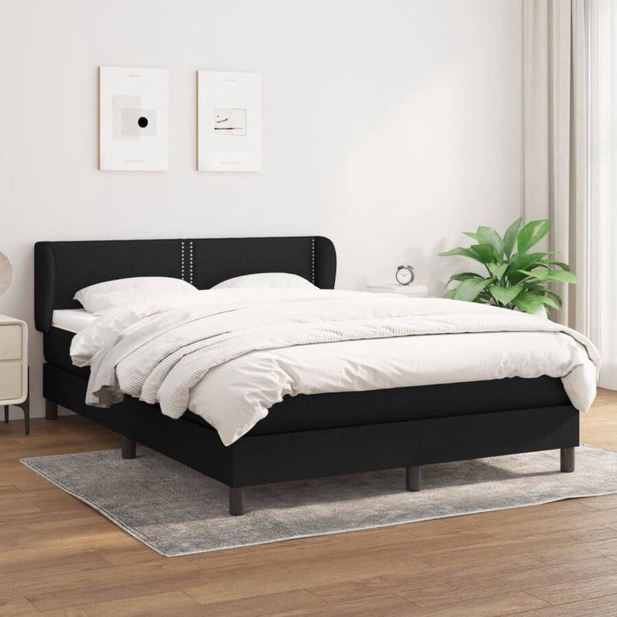 The Living Store Boxspring Bed Comfort Bed 203 x 147 x 78 88 cm Pocketvering Matras Middelharde Ondersteuning Huidvriendelijk Topmatras Kleur- Zwart