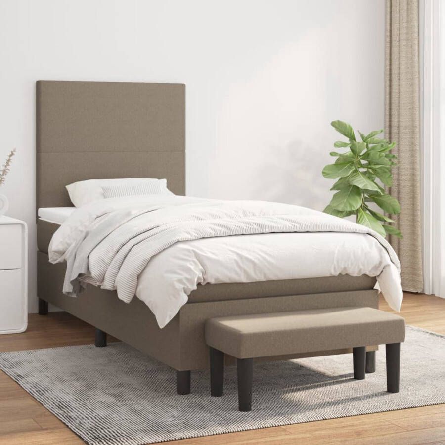 The Living Store Boxspring Bed Comfort Bed 203 x 83 x 118 128 cm Taupe