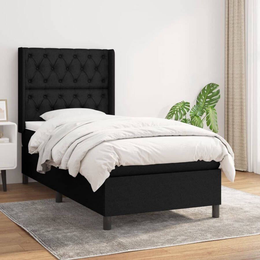 The Living Store Boxspring Bed Comfort For- 203 x 83 x 118 128 cm Duurzaam materiaal Verstelbaar hoofdbord Pocketvering matras Middelharde ondersteuning Huidvriendelijk topmatras Inclusief montagehandleiding