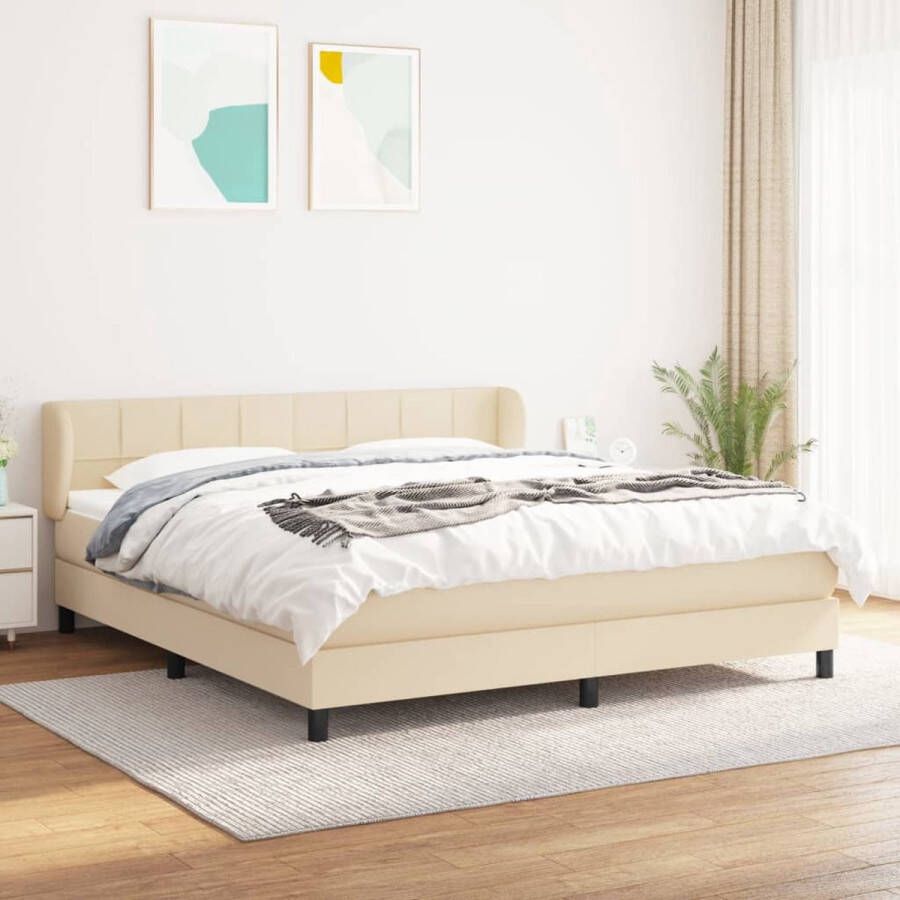 The Living Store Boxspring Bed Crème 203 x 163 x 78 88 cm Inclusief Pocketvering Matras en Topmatras