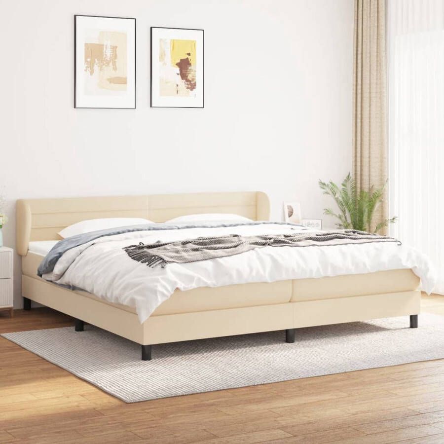 The Living Store Boxspring Bed Crème 203 x 203 x 78 88 cm Pocketvering Matras Middelharde Ondersteuning Huidvriendelijk Topmatras Boxspring Bed Boxspring Creme Kleurig Bed Tweepersoons Bed Pocketed Veren Matras