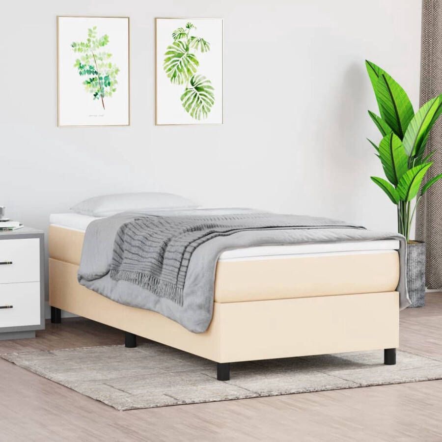 The Living Store Boxspring met matras stof crèmekleurig 80x200 cm Boxspring Boxsprings Bed Slaapmeubel Boxspringbed Boxspring Bed Eenpersoonsbed Bed Met Matras Bedframe Ledikant Bedden