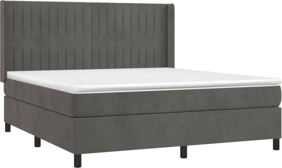 The Living Store Boxspring met matras en LED fluweel donkergrijs 180x200 cm Boxspring Bed Fluweel Bed Led Bed King Size Bed Groot Tweepersoonsbed - Foto 2