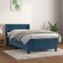 The Living Store Boxspring bed fluweel donkerblauw 193x93x78 88cm pocketvering matras middelharde ondersteuning huidvriendelijk topmatras - Thumbnail 1